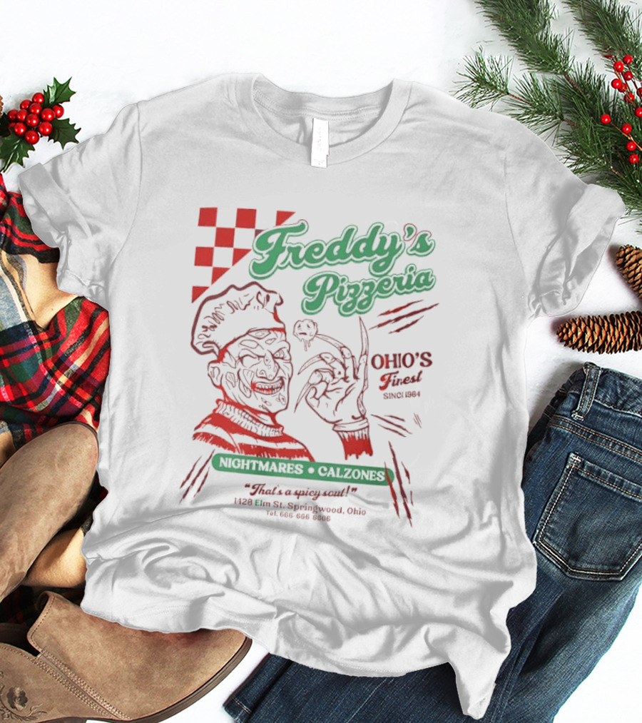 Freddy's Pizzeria Nightmares Calzones Spicy Ohio's Finest Springwood T-Shirt