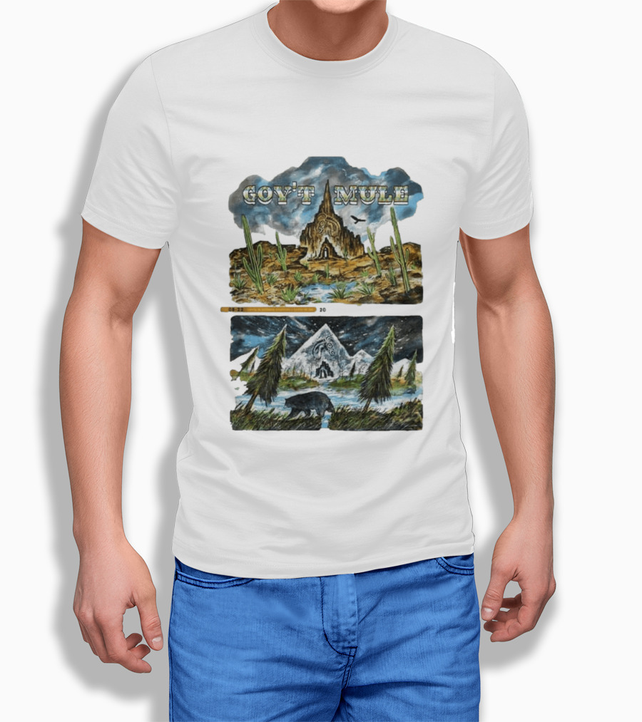 Govt Mule Two Night Kicking In Your Stall 2026 Santa Fe Aug 22 Vail Aug 23 Desert Scene Bear Mountain T-Shirt