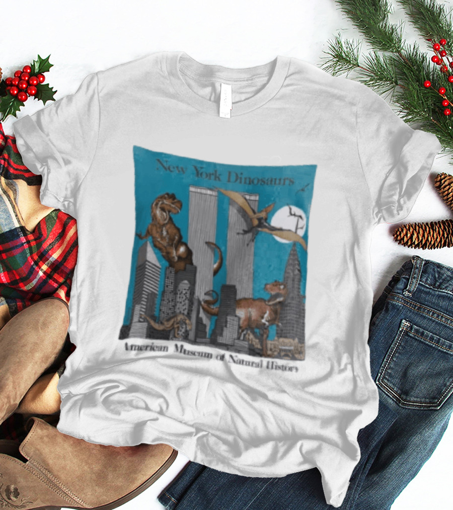 New York Dinosaurs American Museum Of Natural History Twin Towers Scene T-Shirt