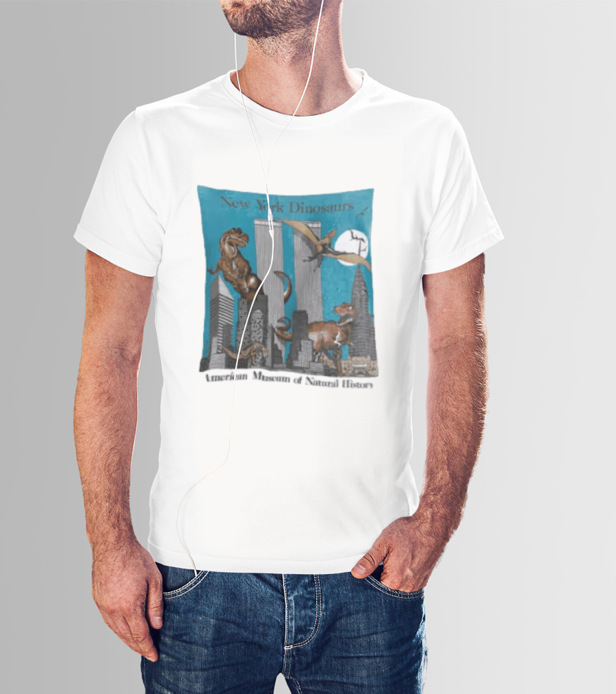 New York Dinosaurs American Museum Of Natural History Twin Towers Scene T-Shirt