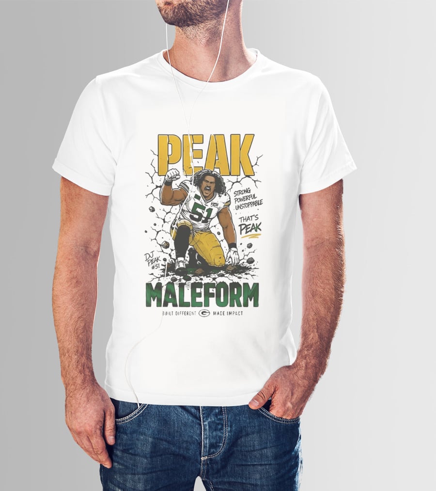 Peak Maleform Green Bay Packers #61 Strong Powerful Unstoppable T-Shirt