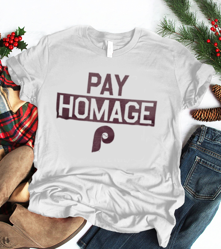 Philadelphia Phillies Pay Homage Maroon Wood Grain T-Shirt