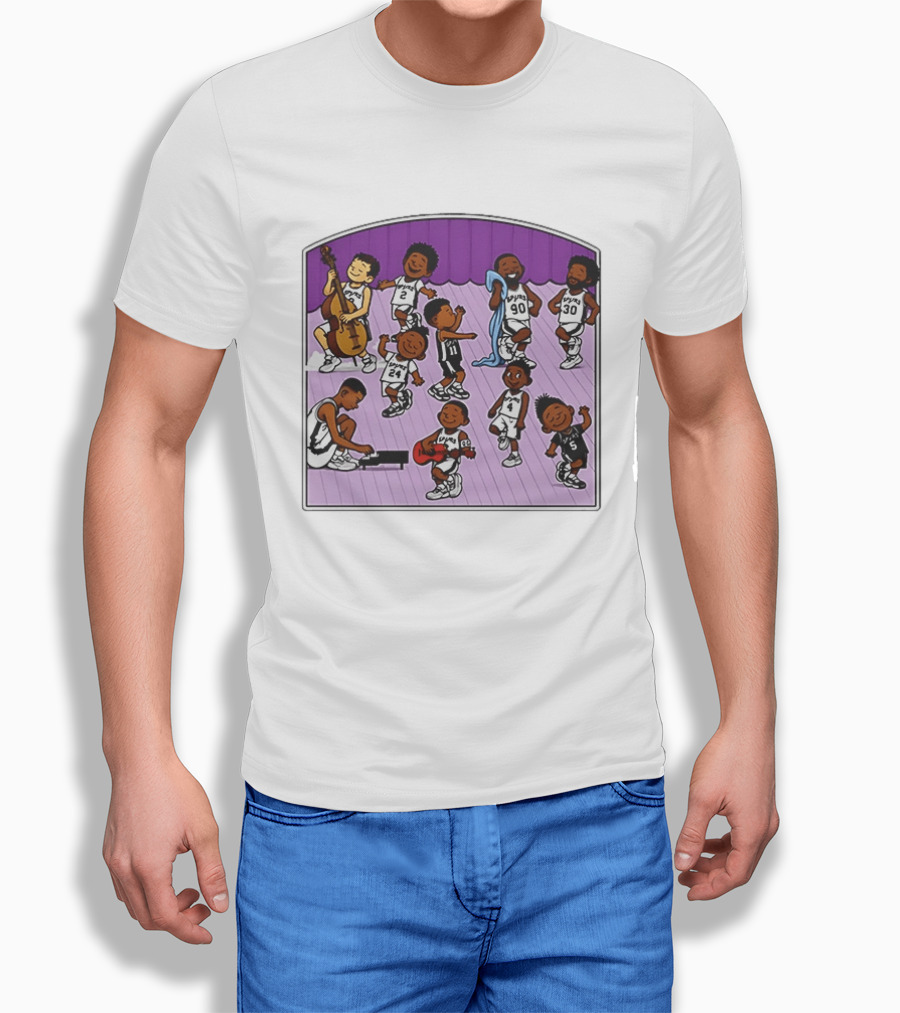 San Antonio Spurs Cartoon Players Music Band Comedy T-Shirt