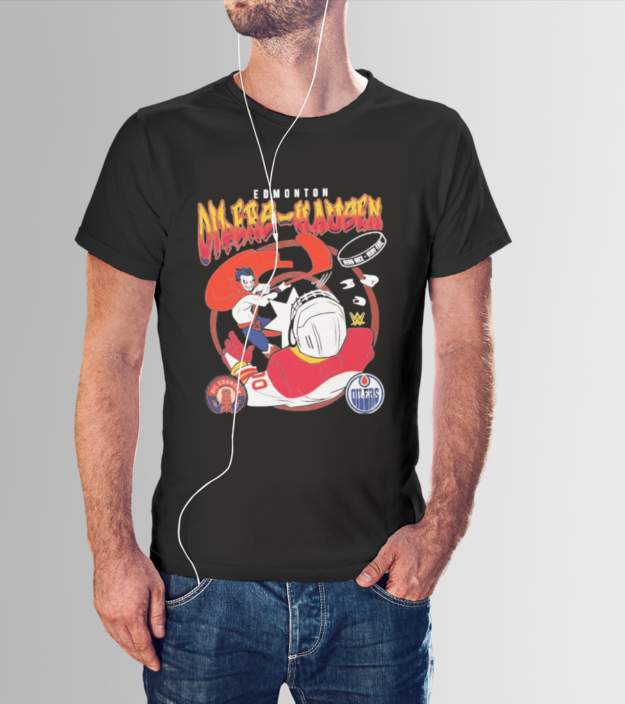 Edmonton Oilers Hausen Hockey Battle WWE Crossover NHL Collaboration T-Shirt