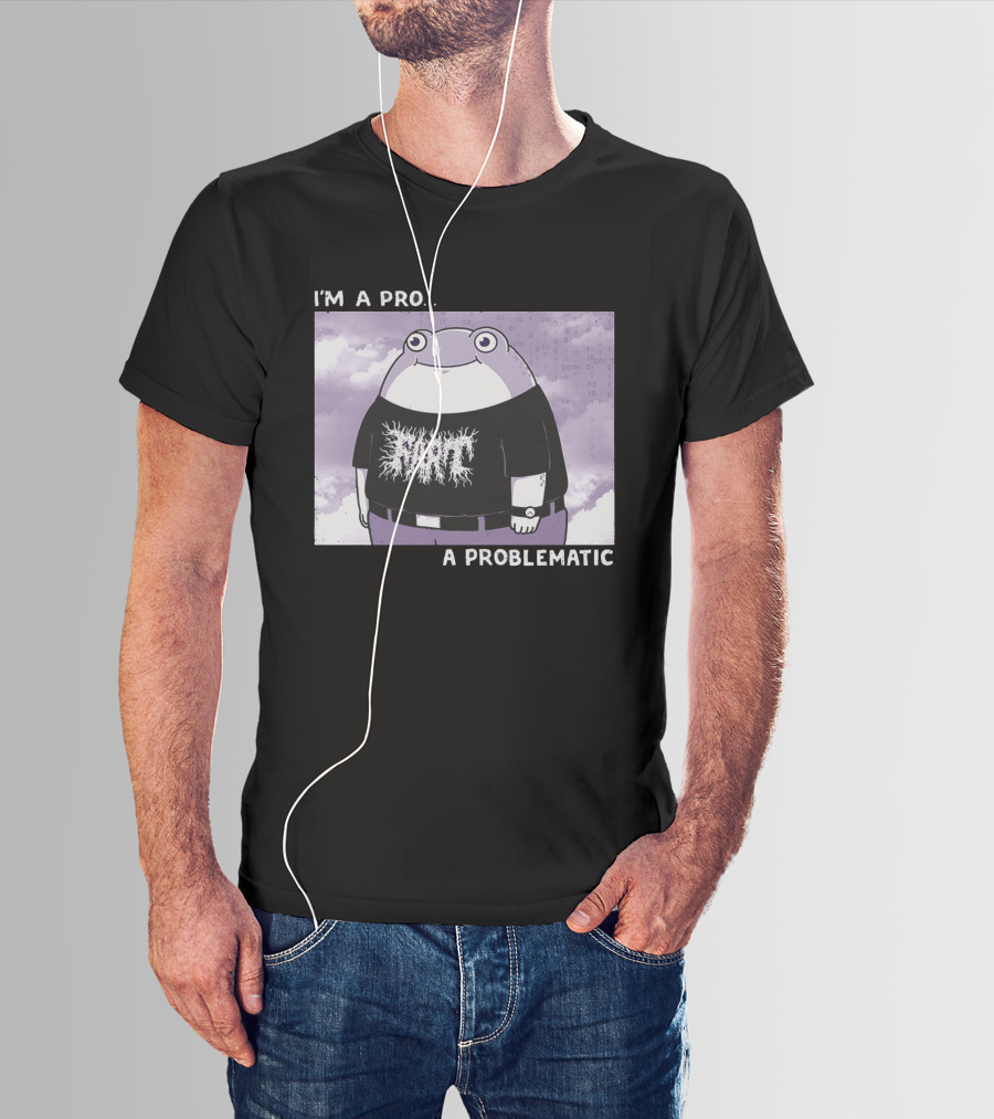 I'm A Pro A Problematic Frog Meme Binary Code Cloudy T-Shirt