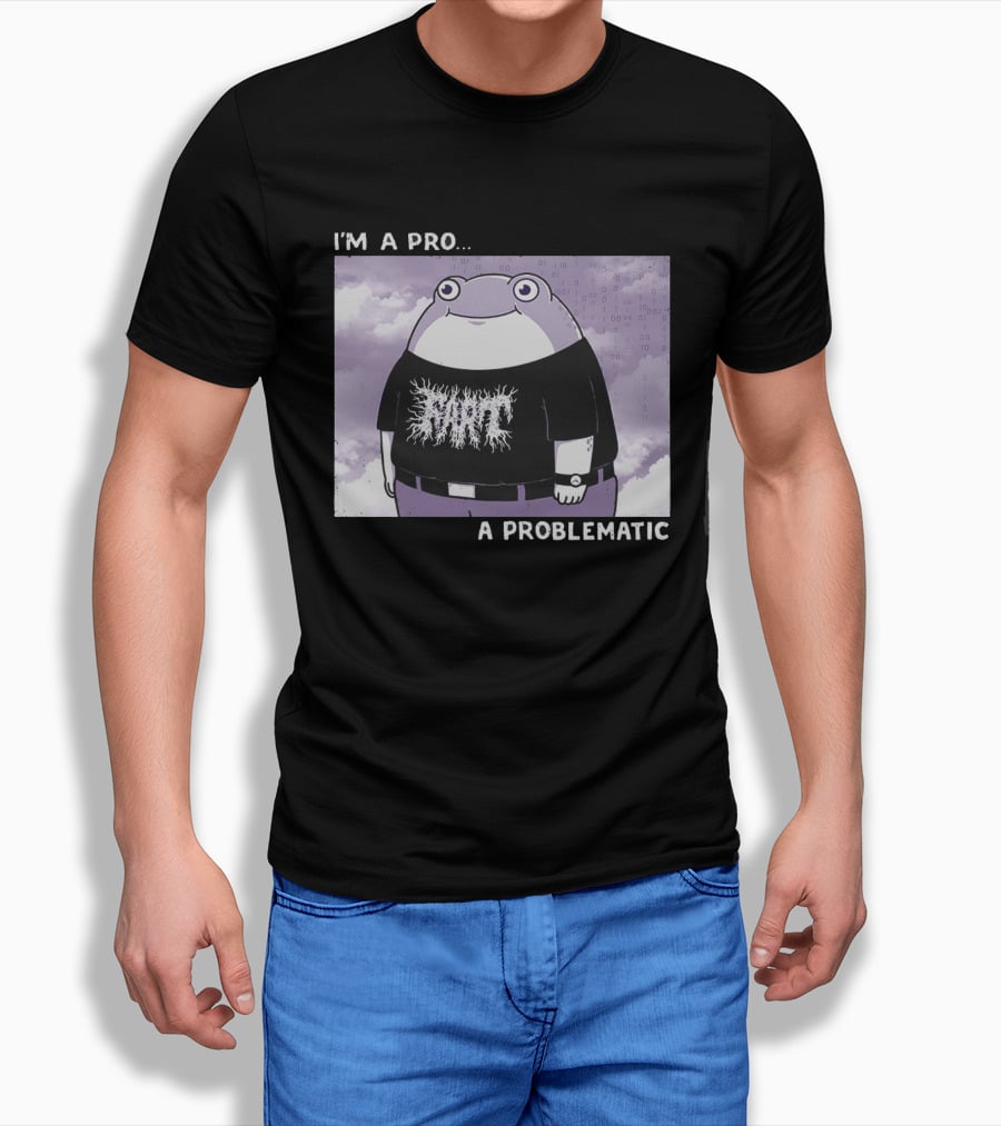 I'm A Pro A Problematic Frog Meme Binary Code Cloudy T-Shirt