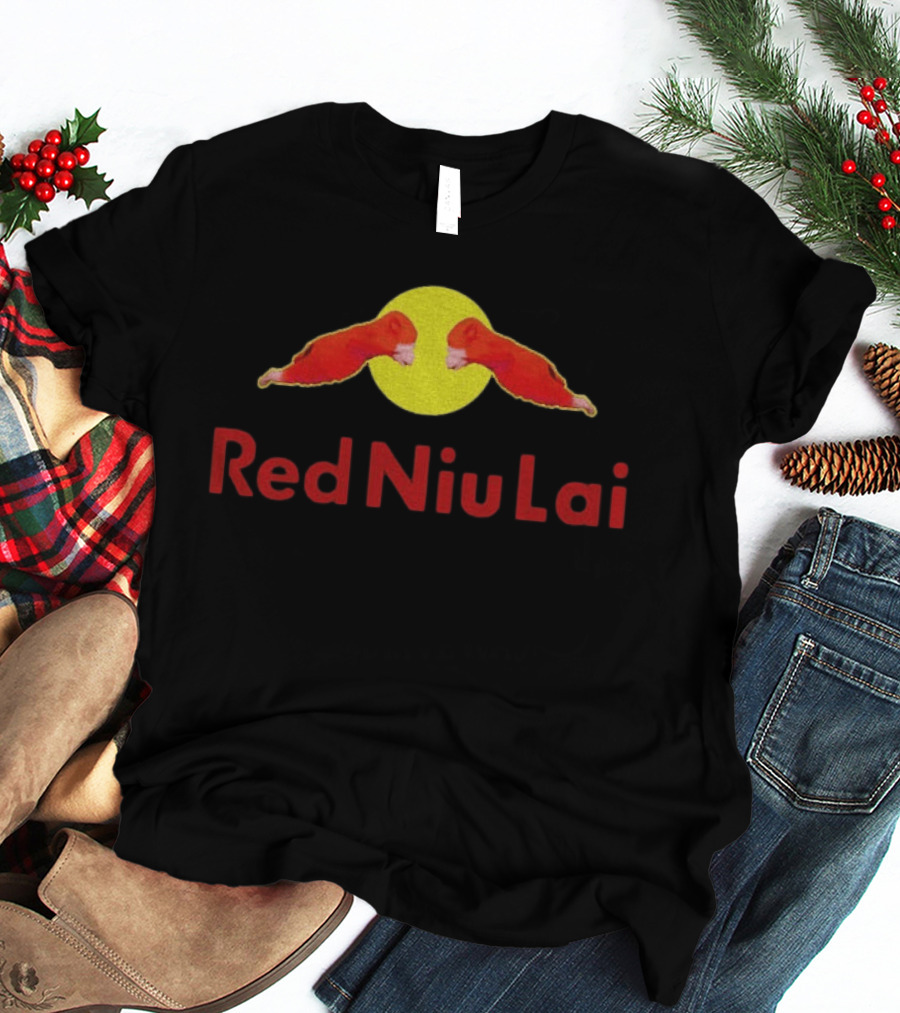 Red Bull Niu Lai Energy Drink Red Niu Lai Yellow Circle T-Shirt