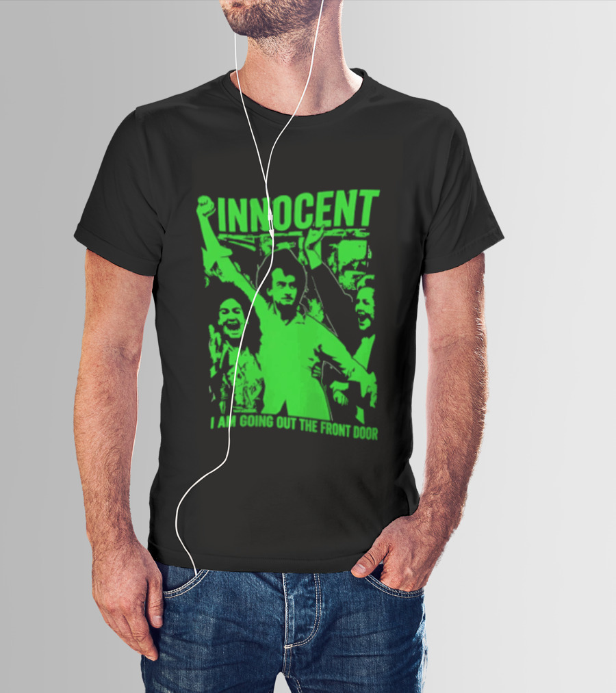 Innocent I Am Going Out The Front Door Retro Style People In Motion T-Shirt