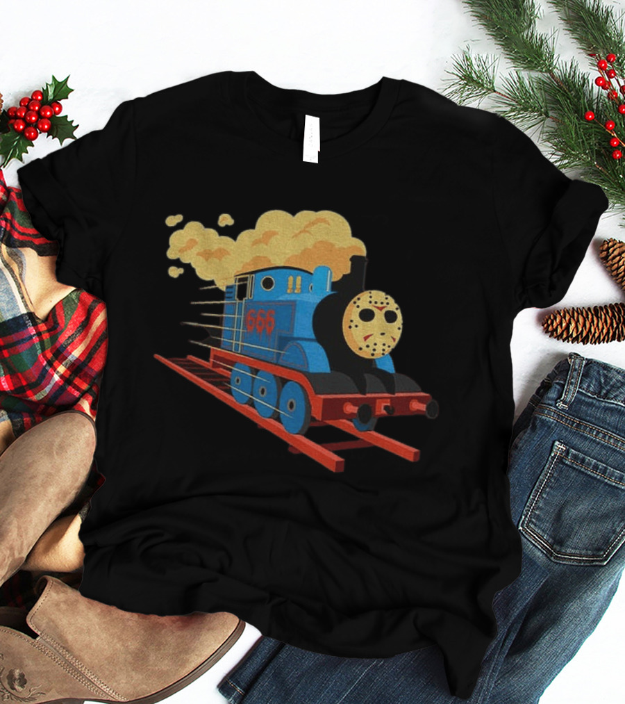 Thomas The Tank Engine Jason Voorhees Mask 666 Railway To Hell T-Shirt