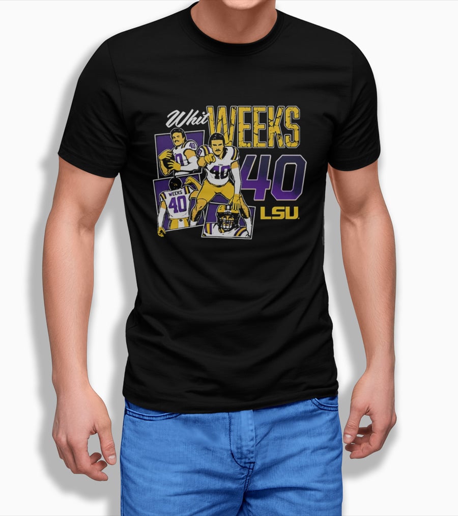 Whit Weeks LSU Tigers Number 40 College Football Collage T-Shirt
