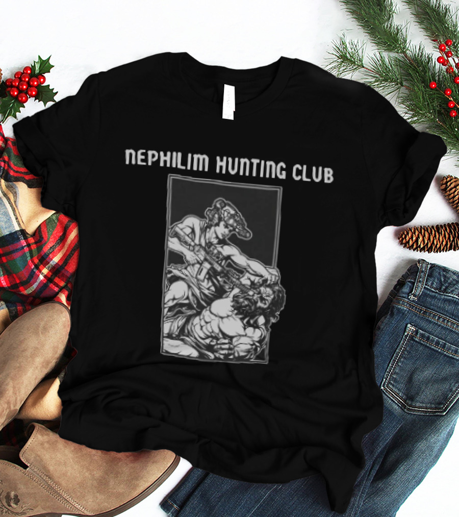 Nephilim Hunting Club Mythical Warrior Battle Scene T-Shirt