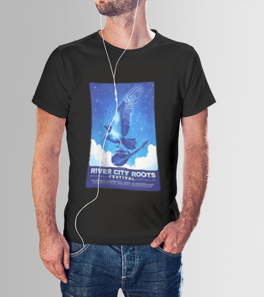 River City Roots Festival 2026 Missoula MT 20th Annual Event Bird And Mandolin T-Shirt