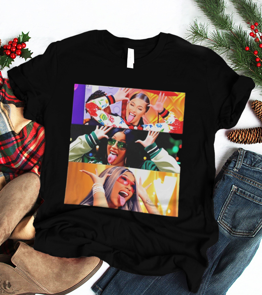 Cardi B Funny Faces Tongue Out Rapper Hip Hop Celebrity T-Shirt