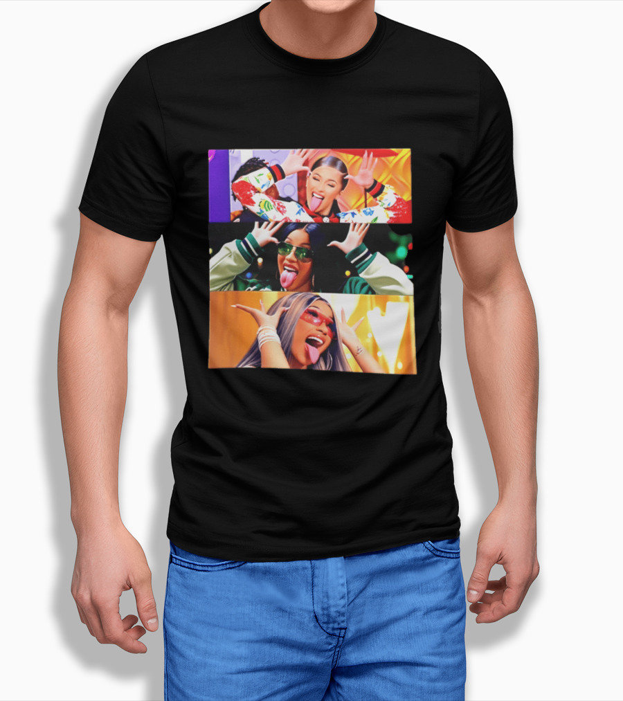 Cardi B Funny Faces Tongue Out Rapper Hip Hop Celebrity T-Shirt
