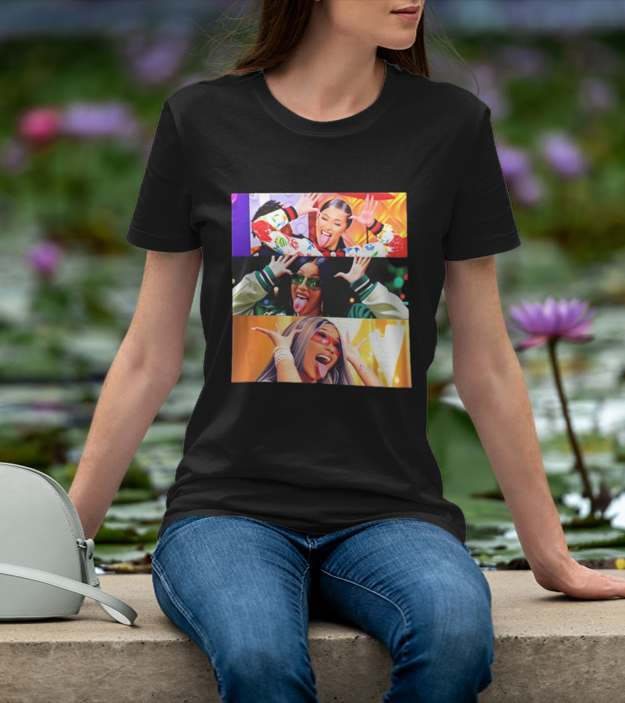 Cardi B Funny Faces Tongue Out Rapper Hip Hop Celebrity T-Shirt