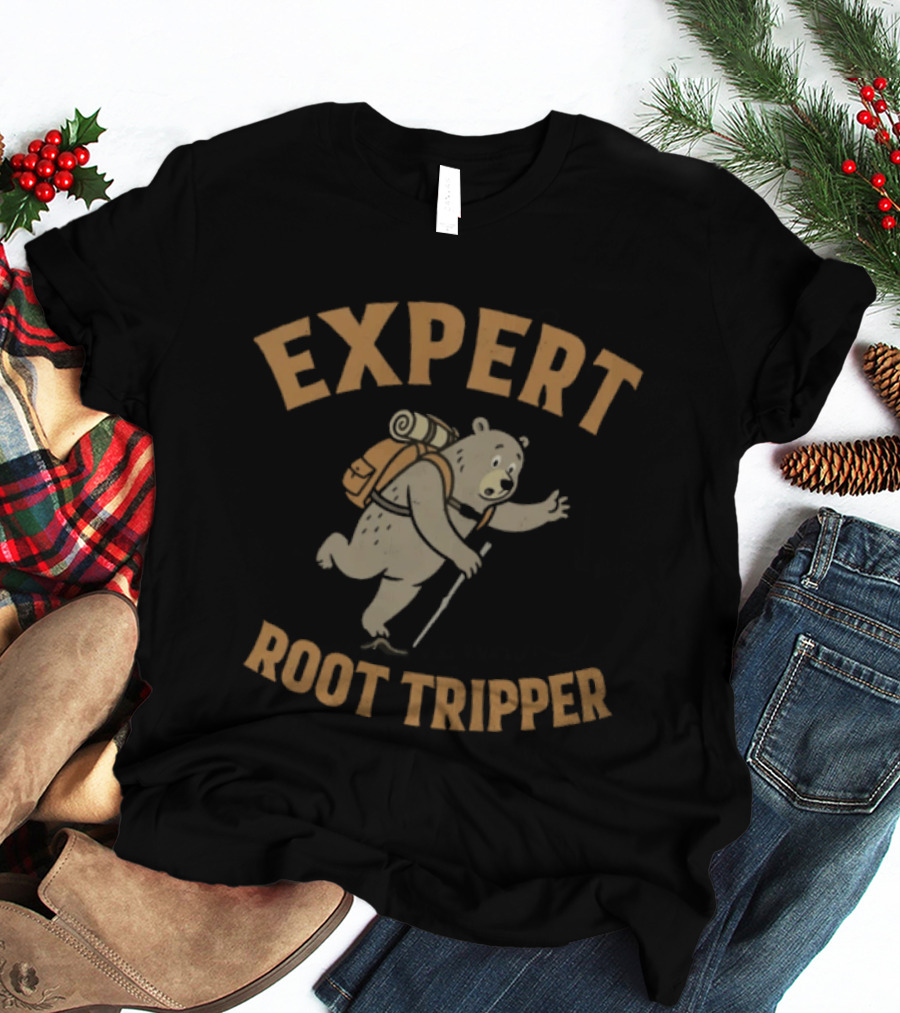 Expert Backpacking Bear Root Tripper Hiking Adventure T-Shirt
