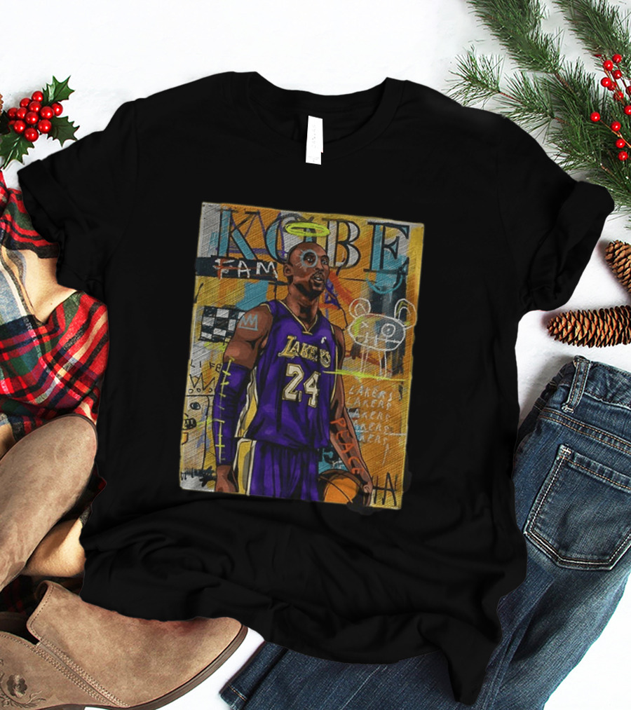 Kobe Bryant Lakers 24 Halo Peace Abstract Graffiti T-Shirt