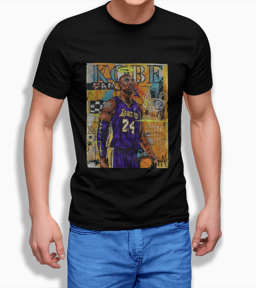 Kobe Bryant Lakers 24 Halo Peace Abstract Graffiti T-Shirt