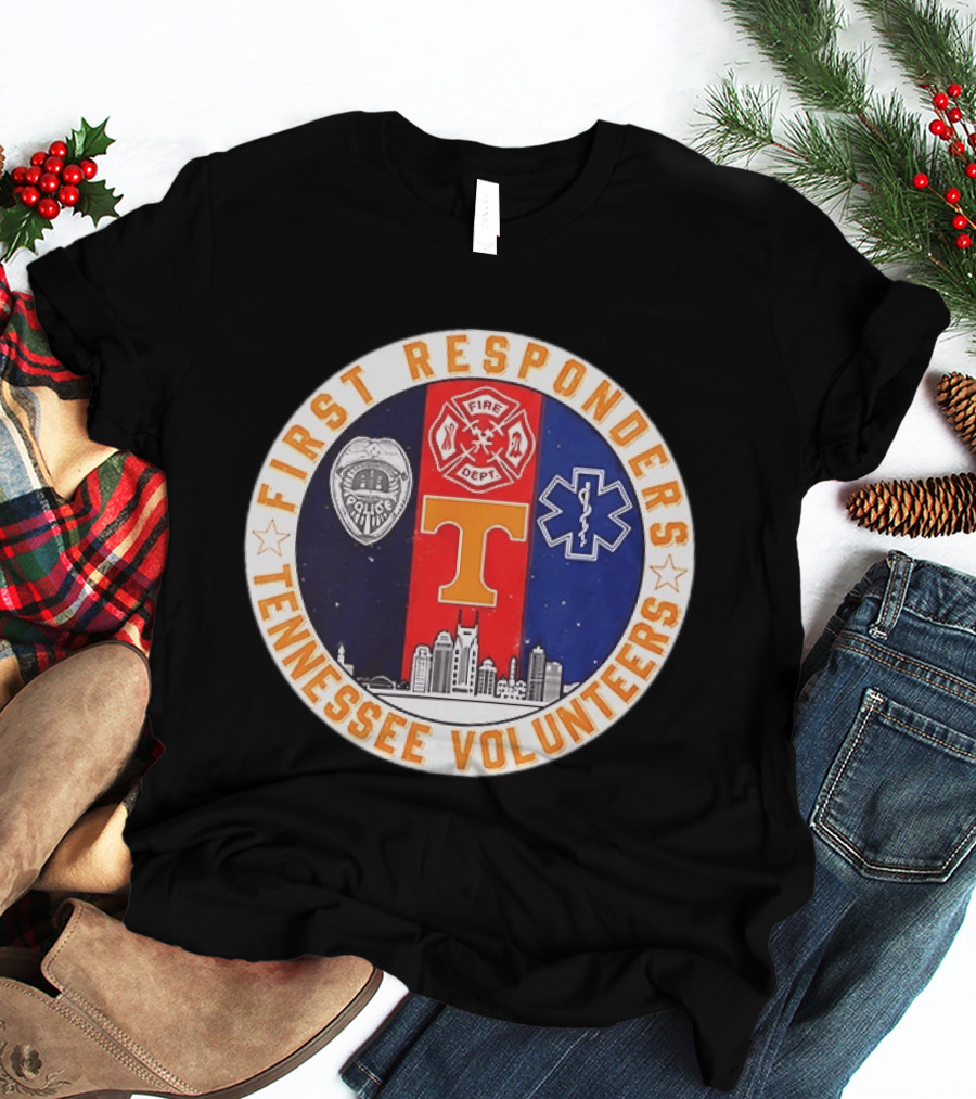 Tennessee Volunteers First Responders Police Fire EMS Skyline T-Shirt