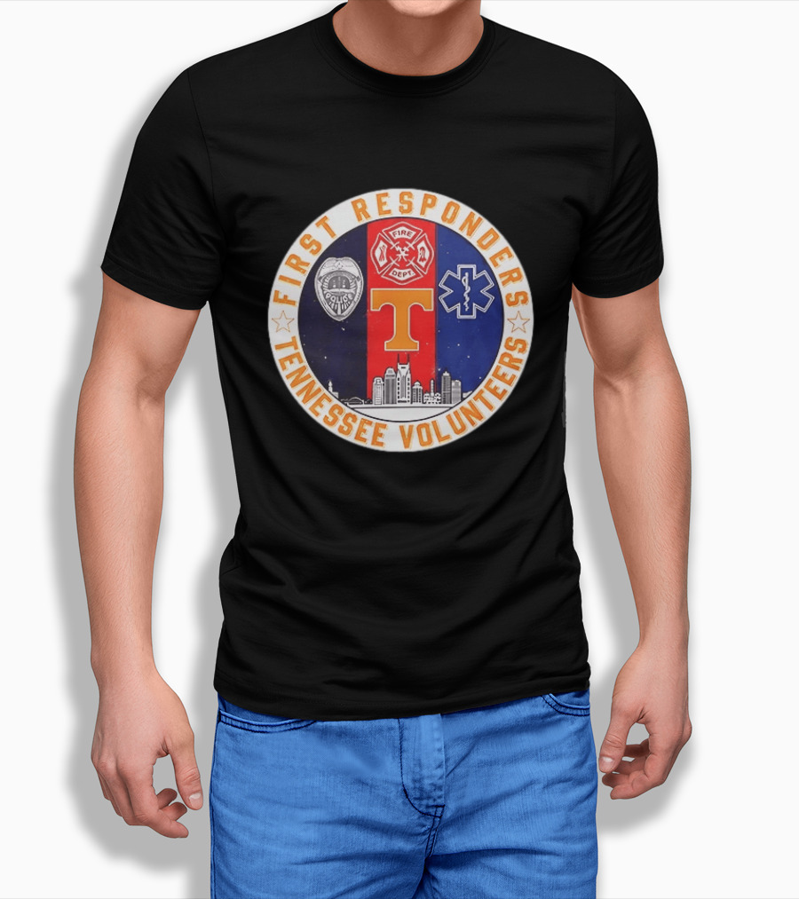 Tennessee Volunteers First Responders Police Fire EMS Skyline T-Shirt