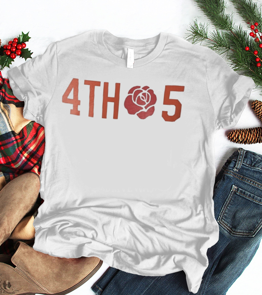 4th 5 Red Rose Varsity Athleisure Block Numbers T-Shirt