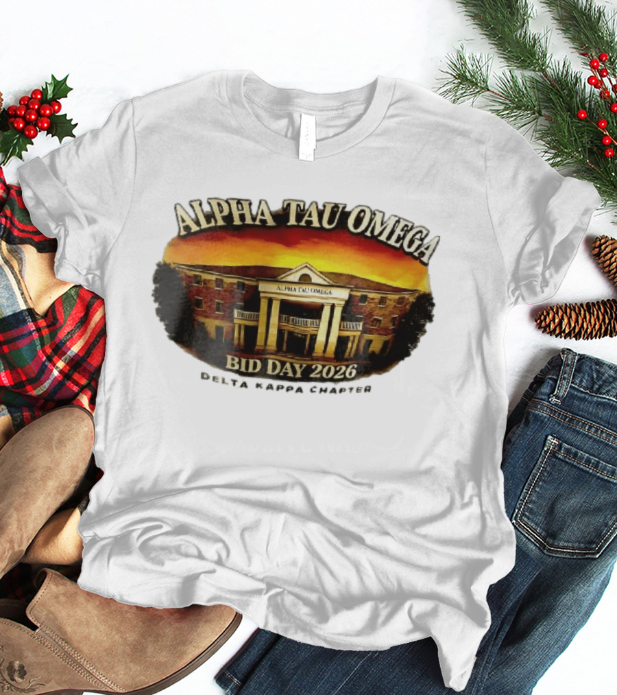 Alpha Tau Omega Fraternity Bid Day 2026 Delta Kappa Chapter House Sunset Sky T-Shirt