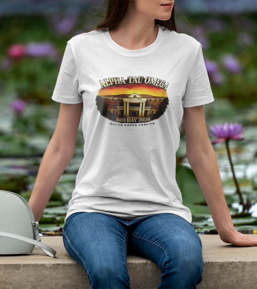 Alpha Tau Omega Fraternity Bid Day 2026 Delta Kappa Chapter House Sunset Sky T-Shirt