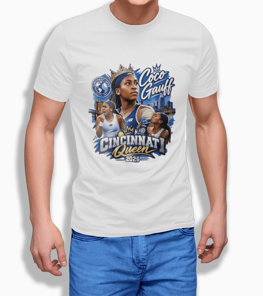Coco Gauff Cincinnati Queen 2026 Tennis Champion Crowned Skyline T-Shirt