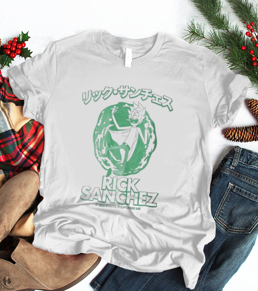 Rick Sanchez Jumping Green Portal Here I Go Rickity Rickity Wrecked Son T-Shirt
