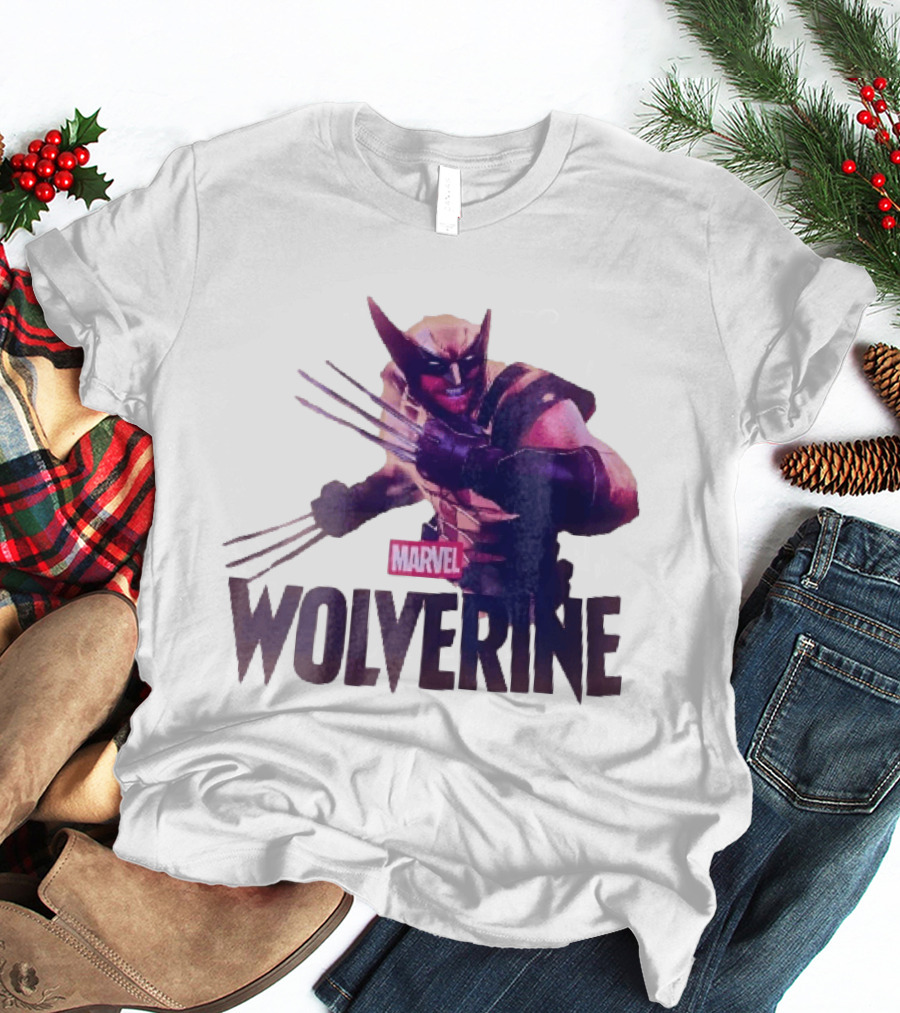 Marvel Wolverine Masked Superhero Claws Extended Purple Glow T-Shirt