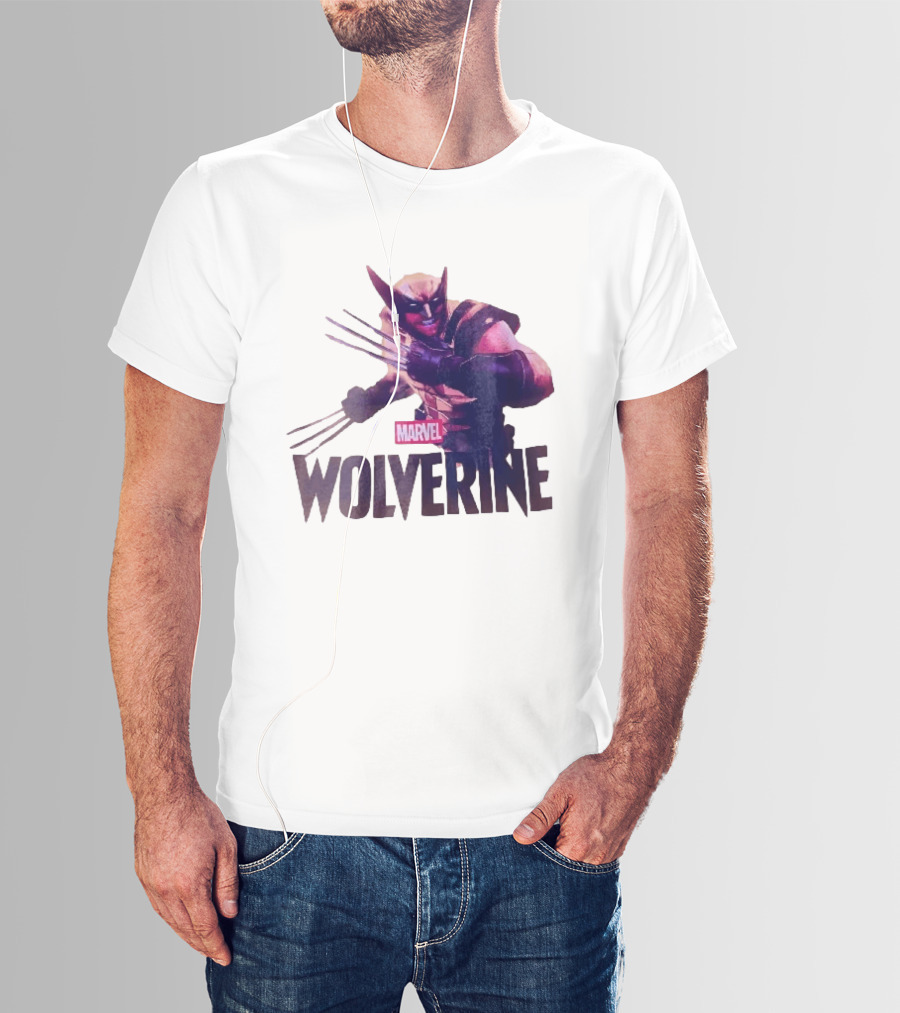 Marvel Wolverine Masked Superhero Claws Extended Purple Glow T-Shirt