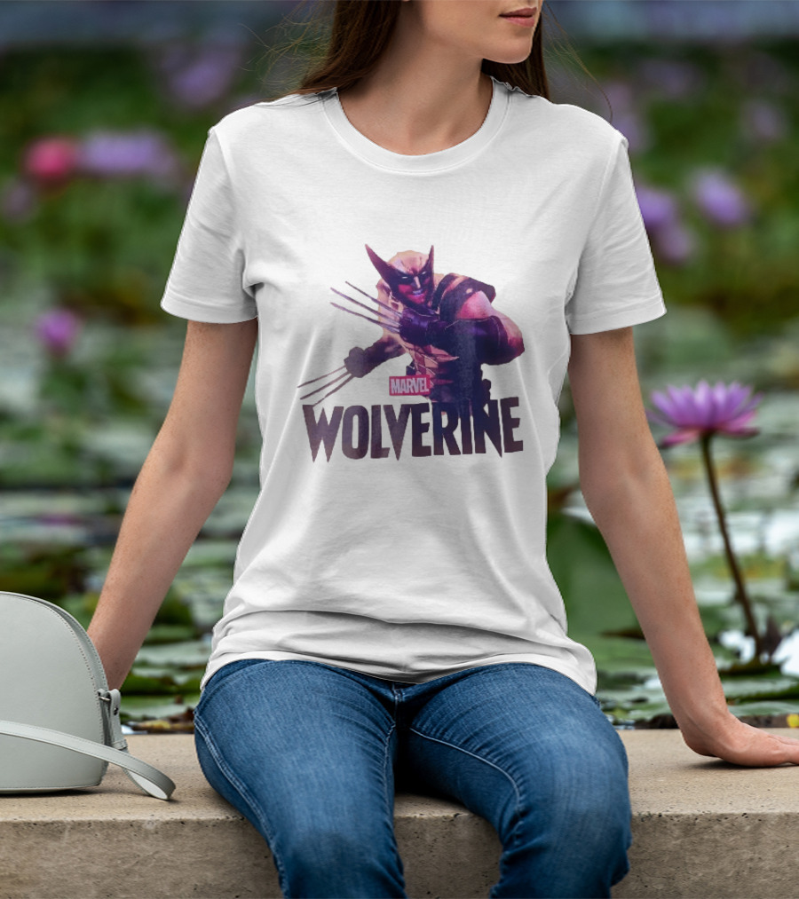 Marvel Wolverine Masked Superhero Claws Extended Purple Glow T-Shirt