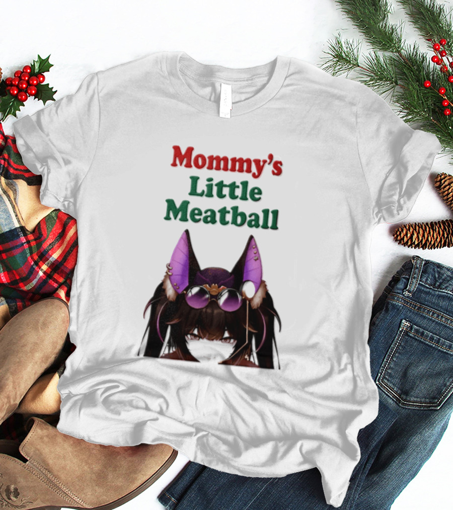 Mommy's Little Meatball Bat Vtuber Black Wings Purple Ears Playful T-Shirt