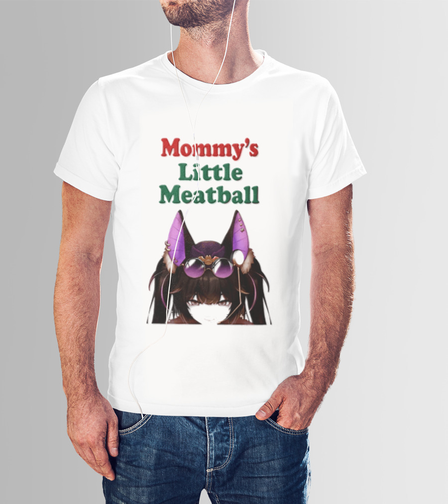 Mommy's Little Meatball Bat Vtuber Black Wings Purple Ears Playful T-Shirt