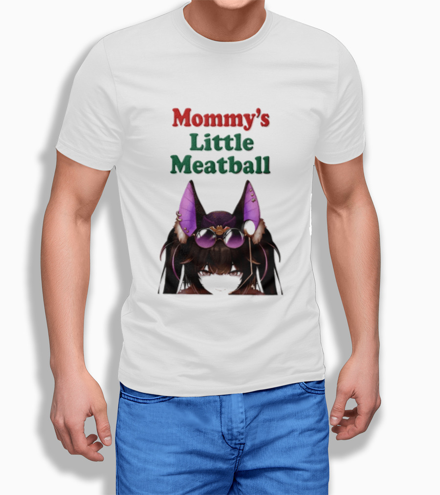 Mommy's Little Meatball Bat Vtuber Black Wings Purple Ears Playful T-Shirt
