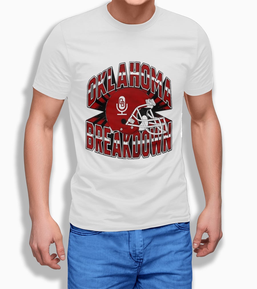 Oklahoma Breakdown Football Helmet OB Podcast T-Shirt