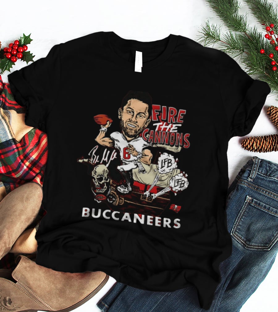 Baker Mayfield Tampa Bay Buccaneers Fire The Cannons LFB Skull Football Caricature T-Shirt