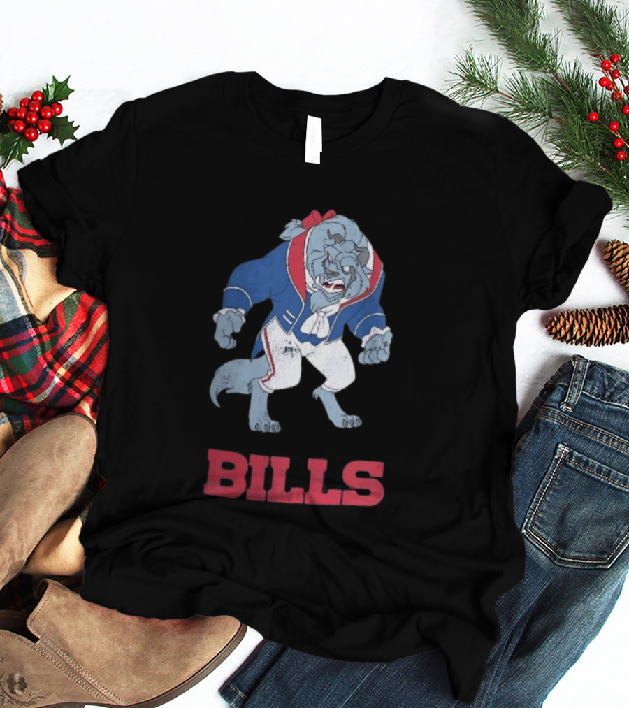 Buffalo Bills Distressed Cartoon Beast Snarling BILLS T-Shirt