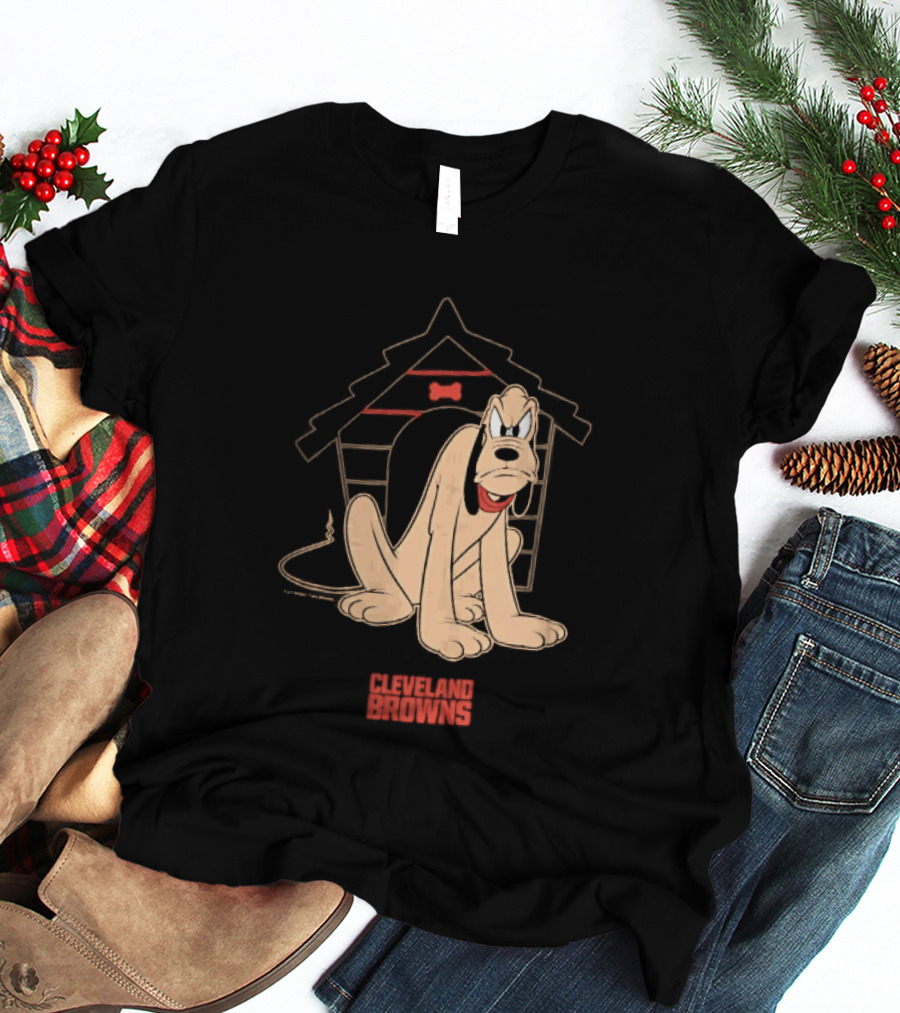 Cleveland Browns Angry Pluto Disney Cartoon Dog Doghouse T-Shirt