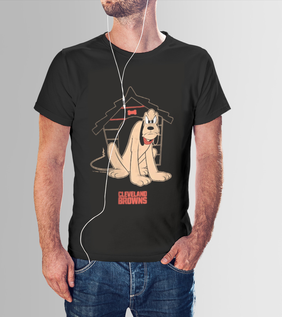 Cleveland Browns Angry Pluto Disney Cartoon Dog Doghouse T-Shirt