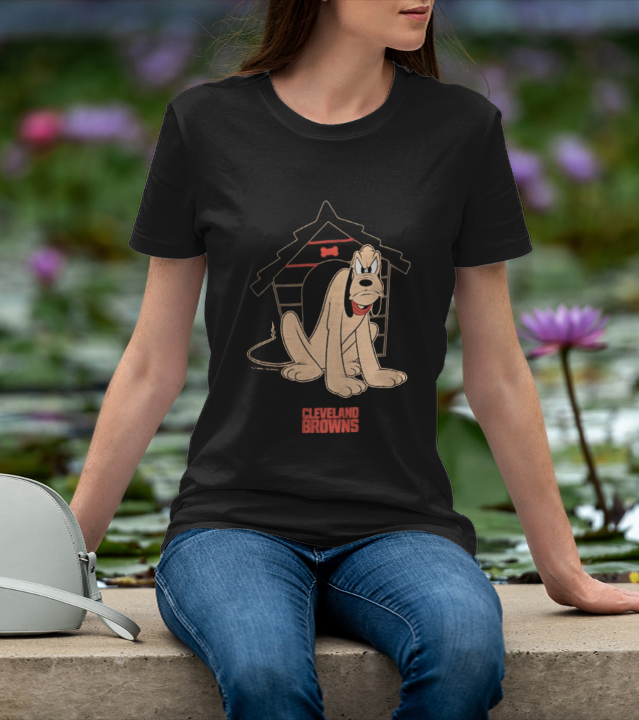 Cleveland Browns Angry Pluto Disney Cartoon Dog Doghouse T-Shirt