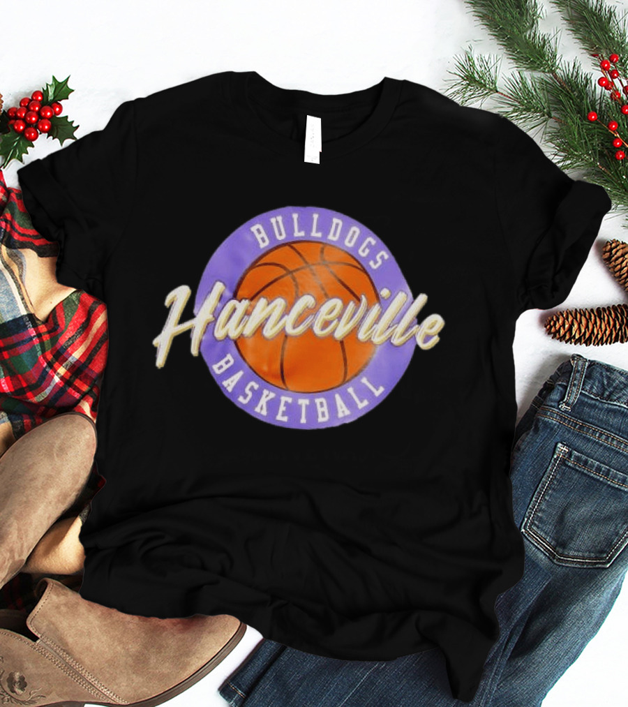 Hanceville Bulldogs Basketball Purple Circle Orange Ball T-Shirt