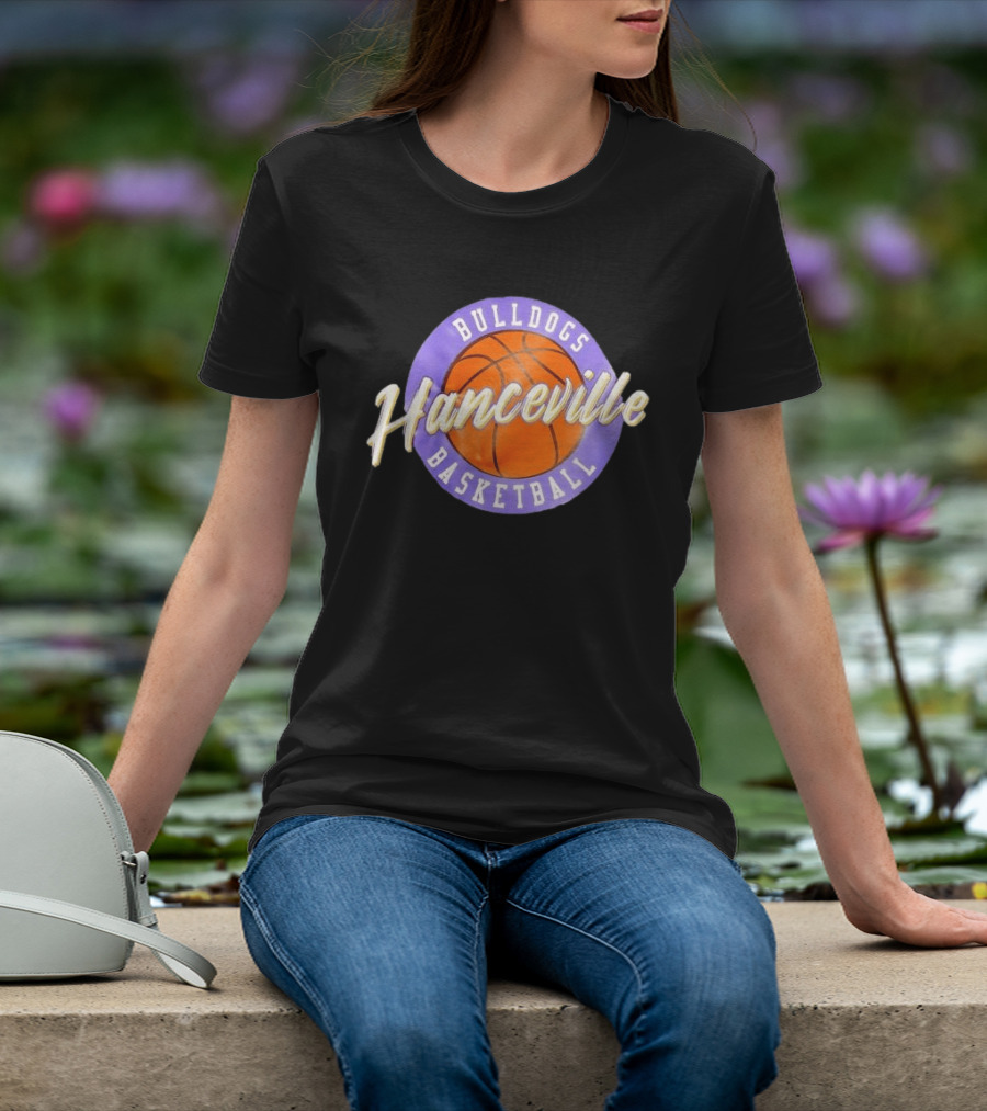 Hanceville Bulldogs Basketball Purple Circle Orange Ball T-Shirt
