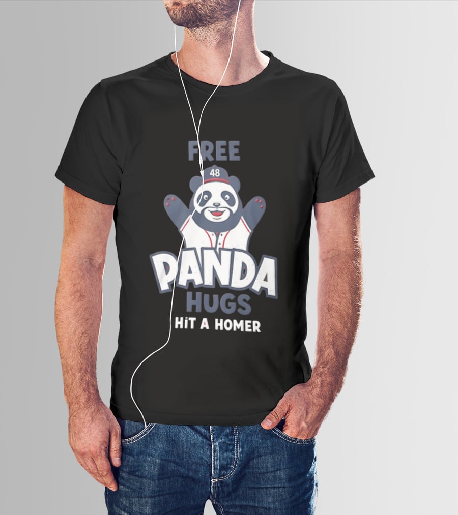 Free Panda Hugs Hit A Homer Baseball Number 48 T-Shirt