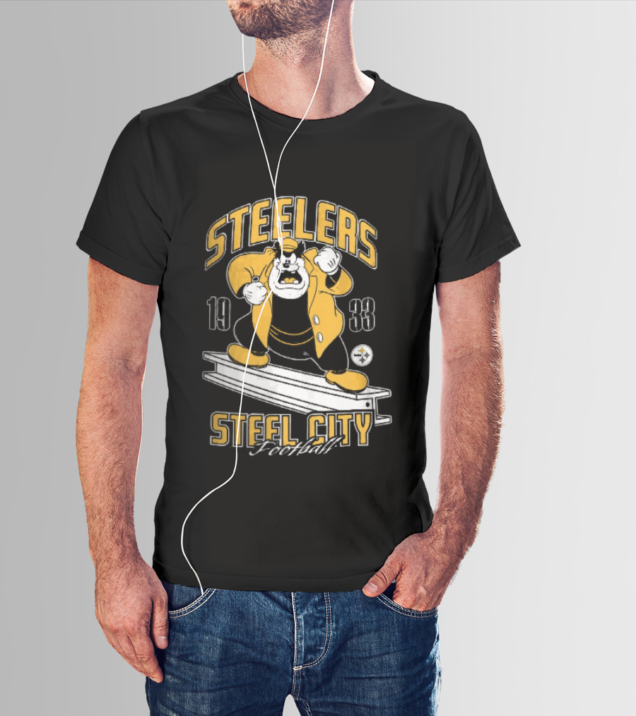 Pittsburgh Steelers 1933 Steel City Football Cartoon Beam T-Shirt