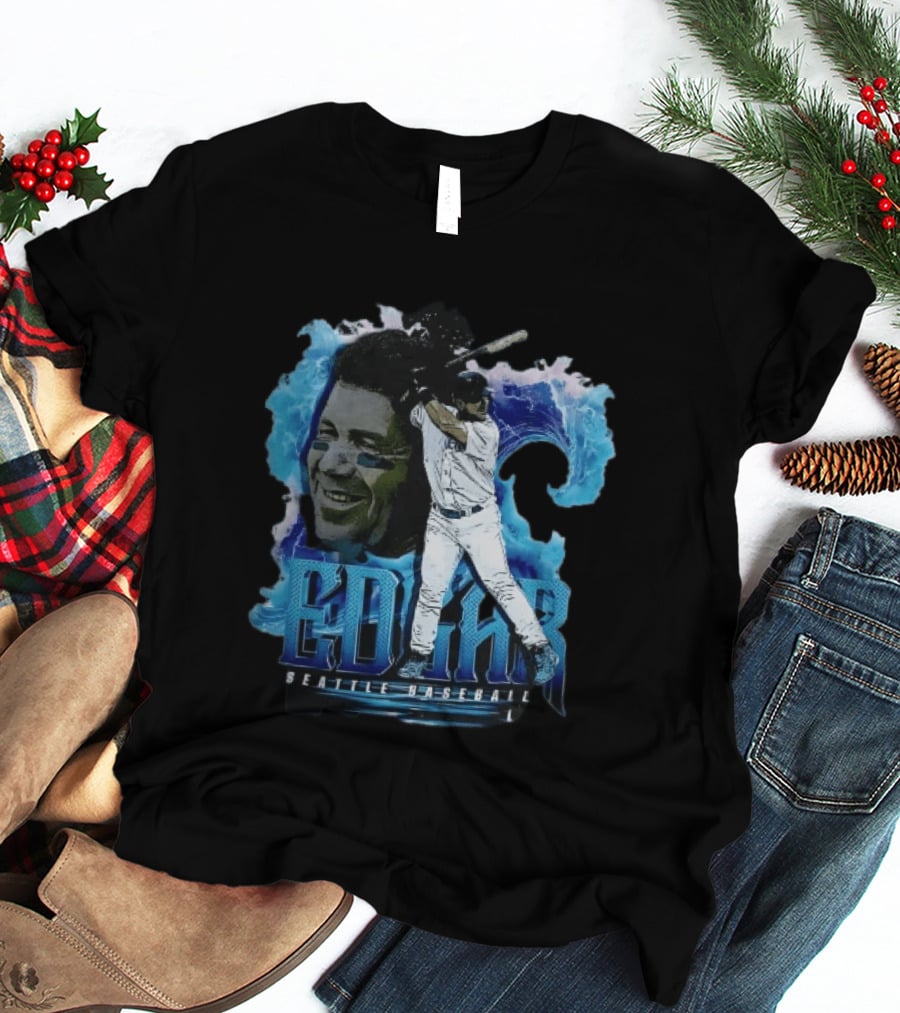 Edgar Seattle Baseball Batter Swinging Water Splash Bootleg T-Shirt