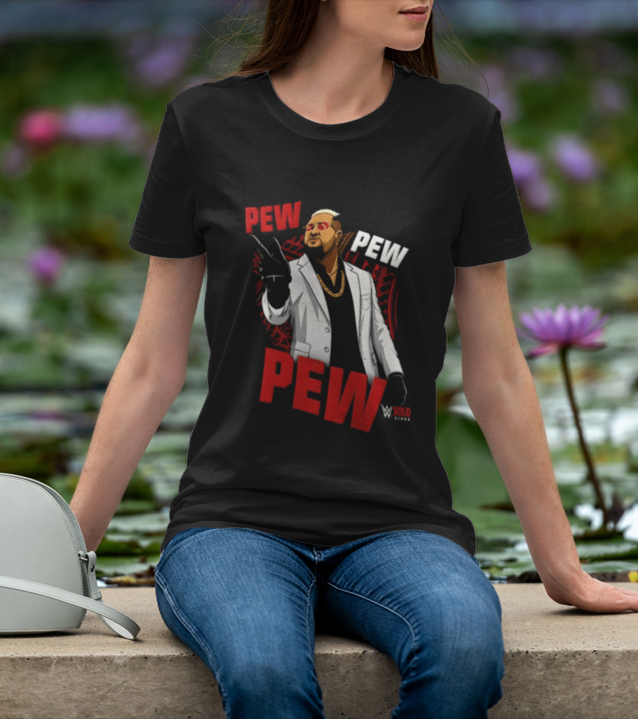 Solo Sikoa Pew Pew WWE Finger Guns White Suit Red Glasses T-Shirt