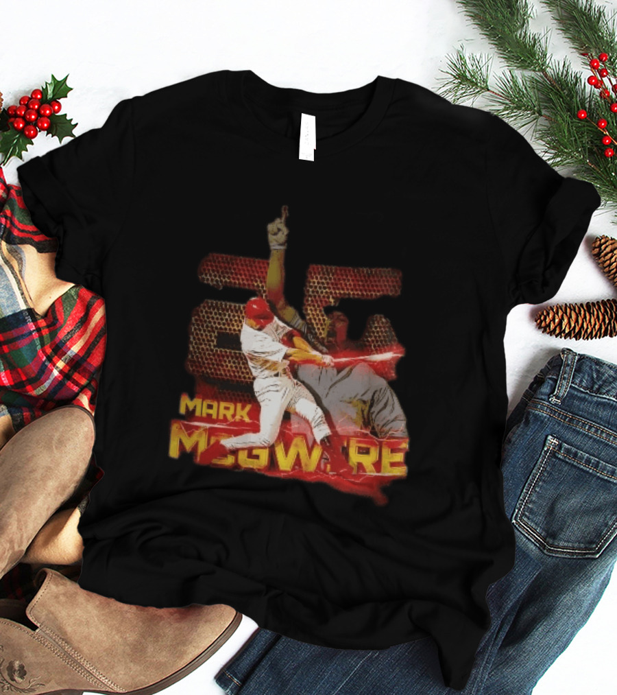 Mark McGwire Baseball Dynamic Red Lightning Swing T-Shirt