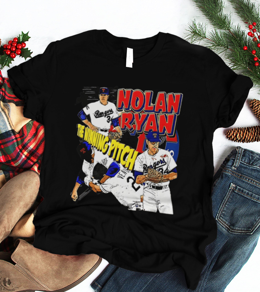 Nolan Ryan Texas Rangers The Winning Pitch Classic Baseball 34 T-Shirt