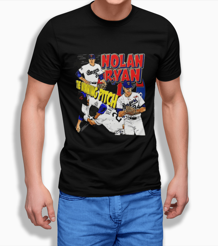 Nolan Ryan Texas Rangers The Winning Pitch Classic Baseball 34 T-Shirt